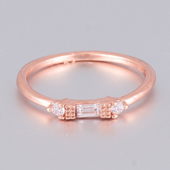 🎀 Refined Slight Anillos Chic Rectangle Round CZ Rings For Woman, HA4209-6 - Picture 1 of 1